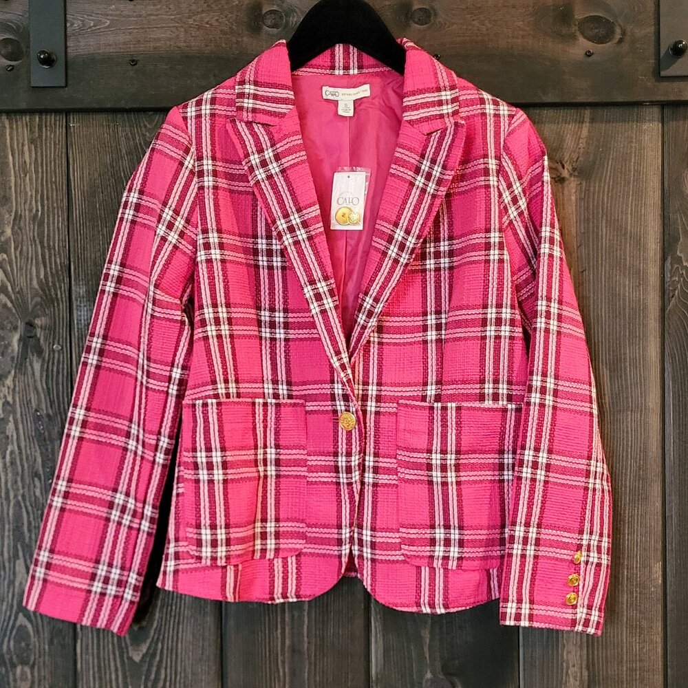 Pink Plaid Women's Blazer
